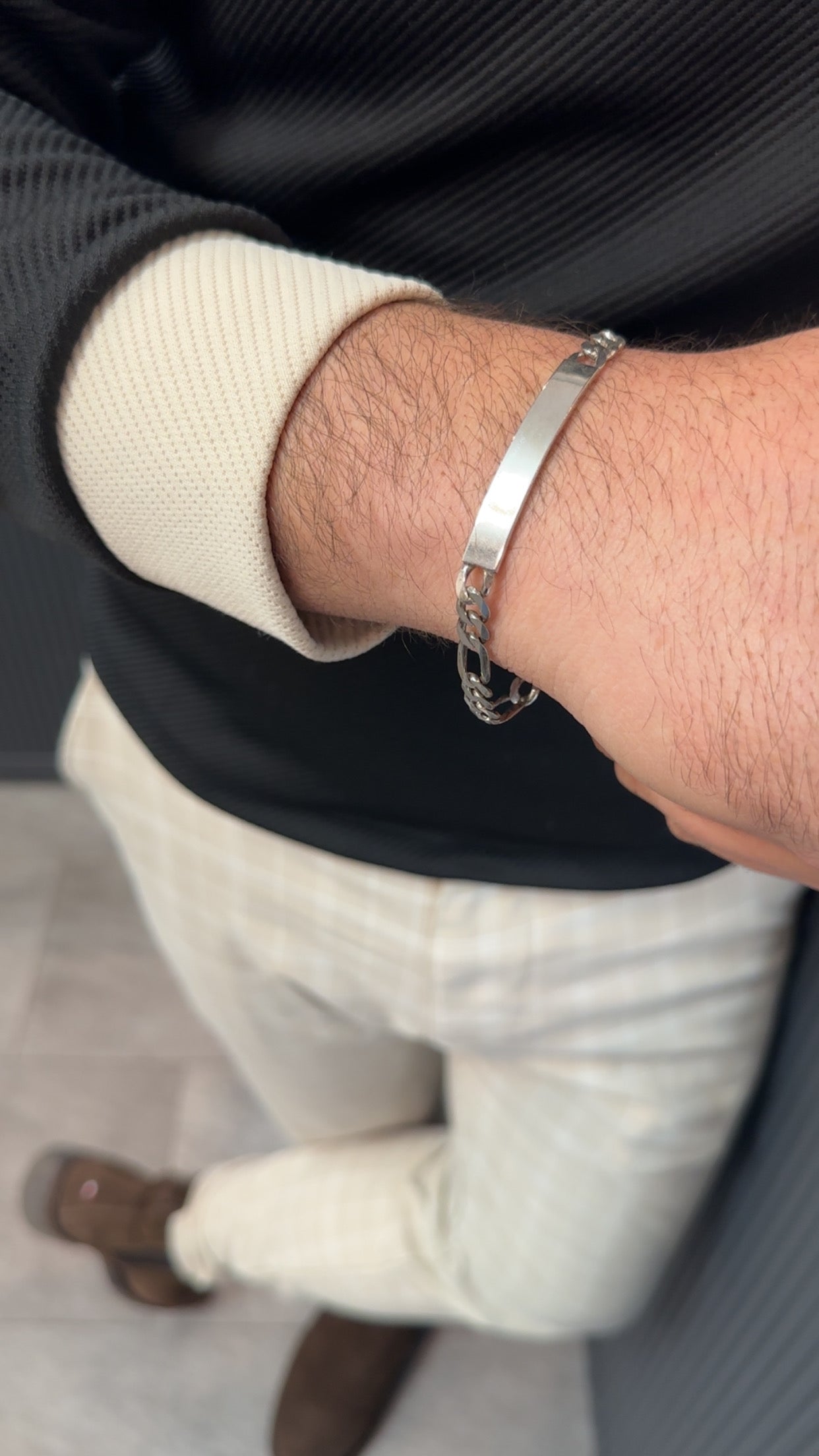 Silberarmband-Plaka Figaro